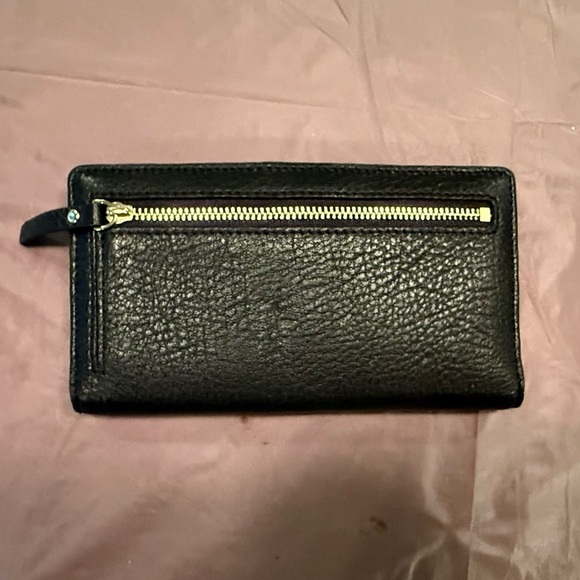 NWOT Kate Spade Maple St Stacy Black/Gold Pebbled Leather Bi-Fold Wallet $198 - Picture 6 of 7